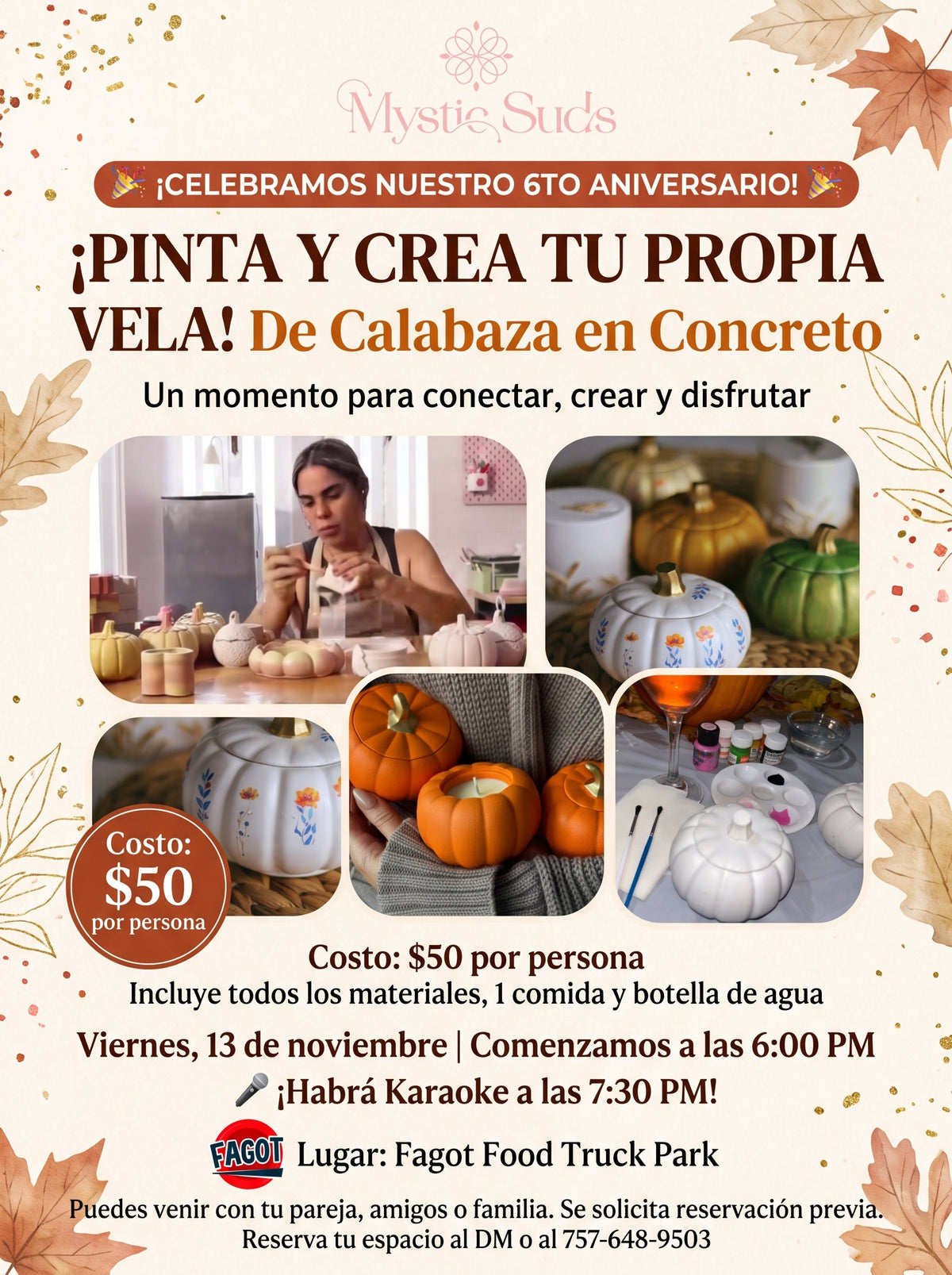 Taller: Pinta tu Calabaza de Concreto y Crea tu Vela | 6to Aniversario